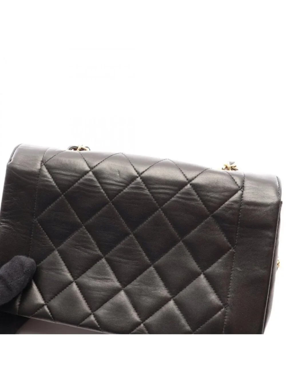 Chanel Shoulder Bag Quilted Diana Flap Black Lambskin Chain